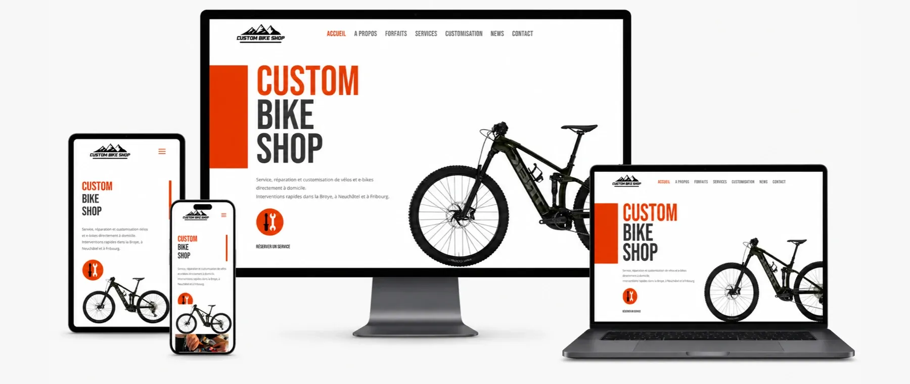 Site Custom Bike Shop réalisé par Peaks - Agence Web