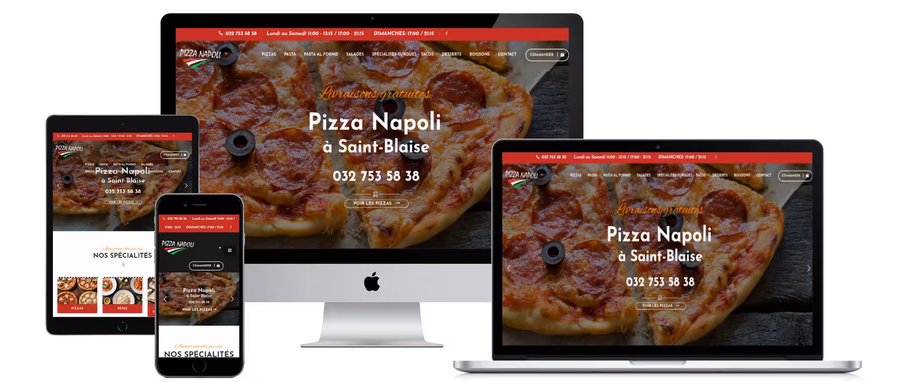 Site Pizza Napoli Saint-Blaise réalisé par Peaks - Agence Web