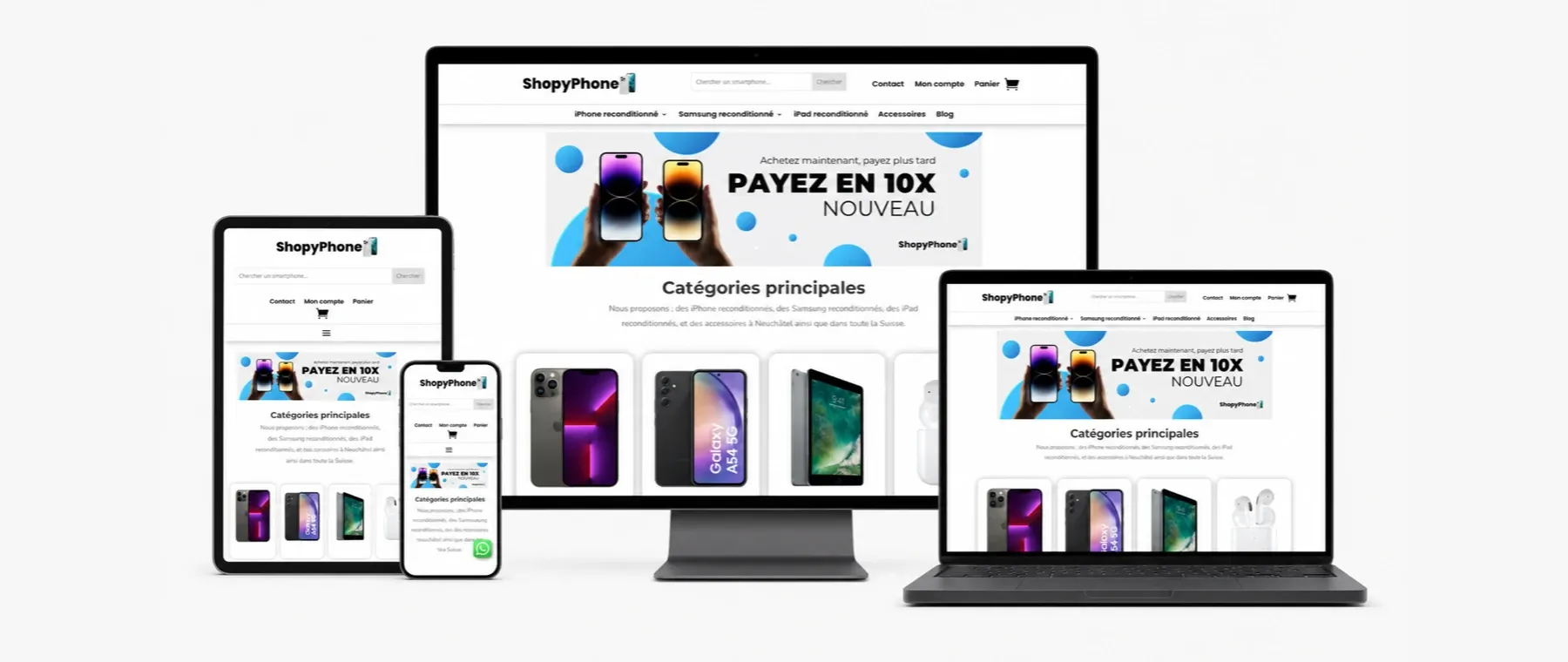 Site ShopyPhone réalisé par Peaks - Agence Web